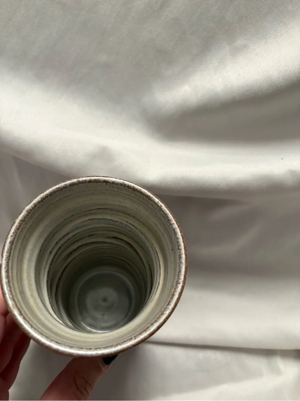 Handcrafted Ceramic Vase in Deep Maroon and Cream - Elegant Home Accent